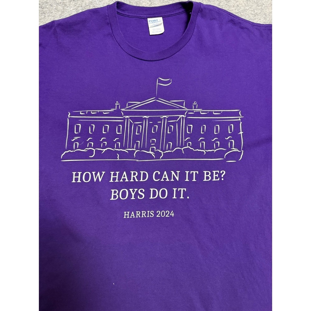 Port & Company Purple White House Harris 2024 Graphic T Shirt Adult XL